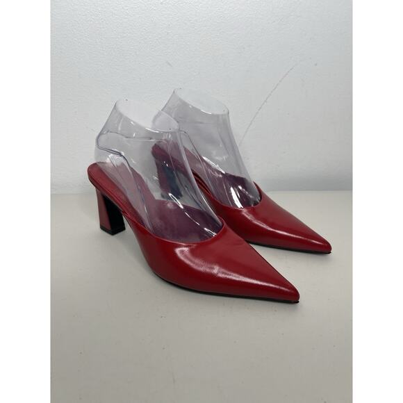 Jeffrey Campbell Unamused Red Pointed Toe Heeled Mules Size 7 - Picture 1 of 9